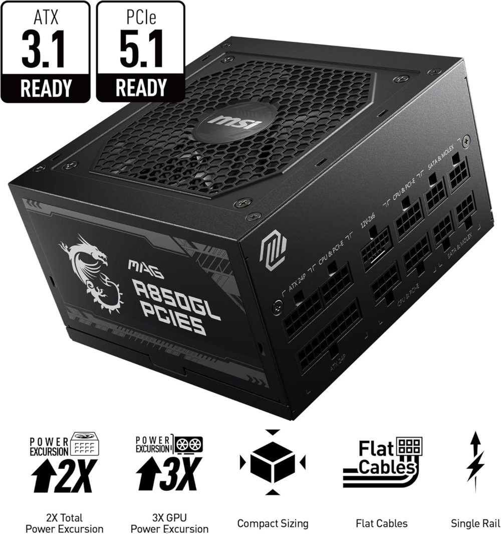 Fully Modular Compact Gaming 850W Power Supply