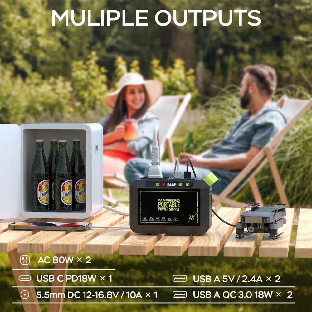 MARBERO Portable Power Station 88Wh Camping Lithium Battery Solar Generator Fast Charging with AC Outlet 120W Peak Power Bank(Solar Panel Optional) for Home Backup Outdoor Emergency RV Van Hunting - Image 2