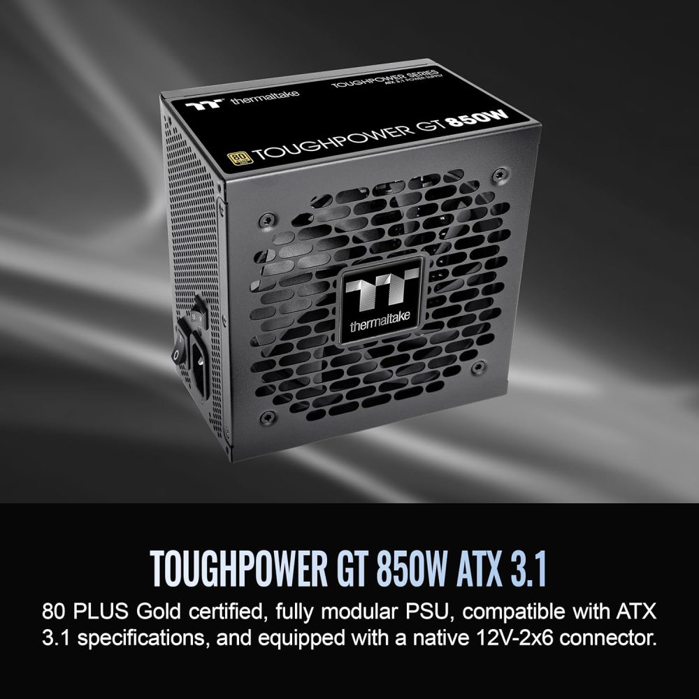 Thermaltake Toughpower GT 850W ATX 3.1 Standard Power Supply; 80 Plus Gold Efficiency; Smart Zero Fan; Native 450W PCIe 5.1 Connector; PS-TPT-0850FNFAGU-3; 5 Year Warranty - Image 2