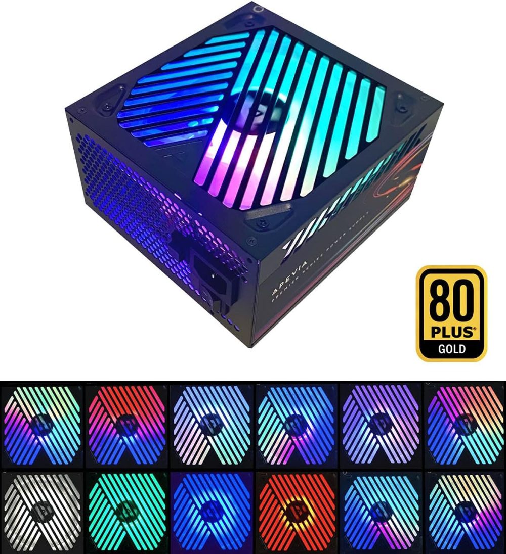Apevia ATX-PM650W Premier 650W 80+ Gold Certified Active PFC ATX Semi-Modular Gaming Power Supply with 366 RGB Light Modes - Image 2