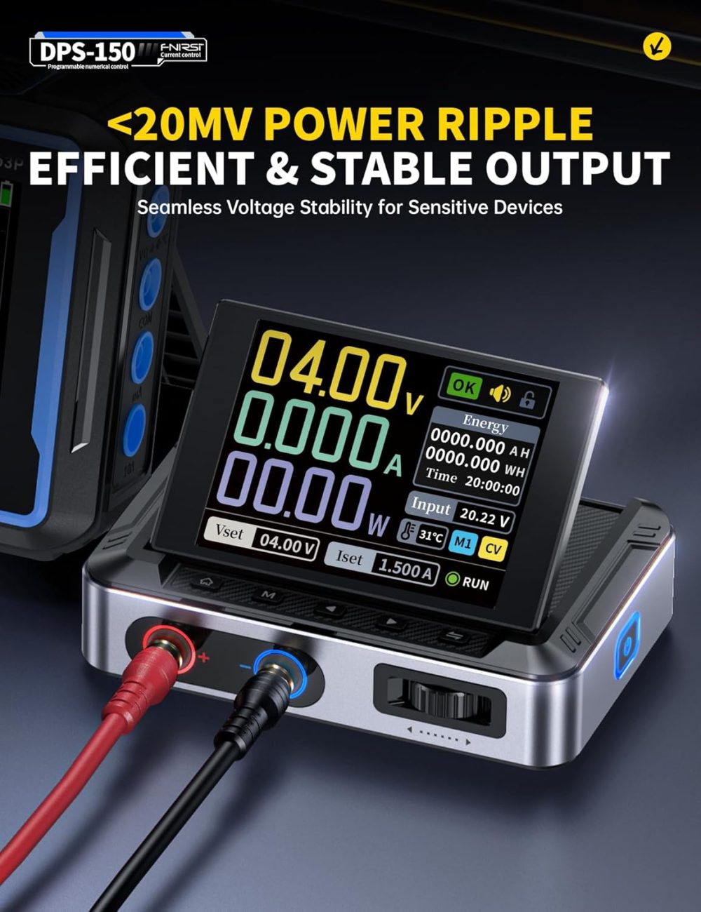 0-30V 0-5A Adjustable DC CNC Power Supply with 4-Digit IPS Display