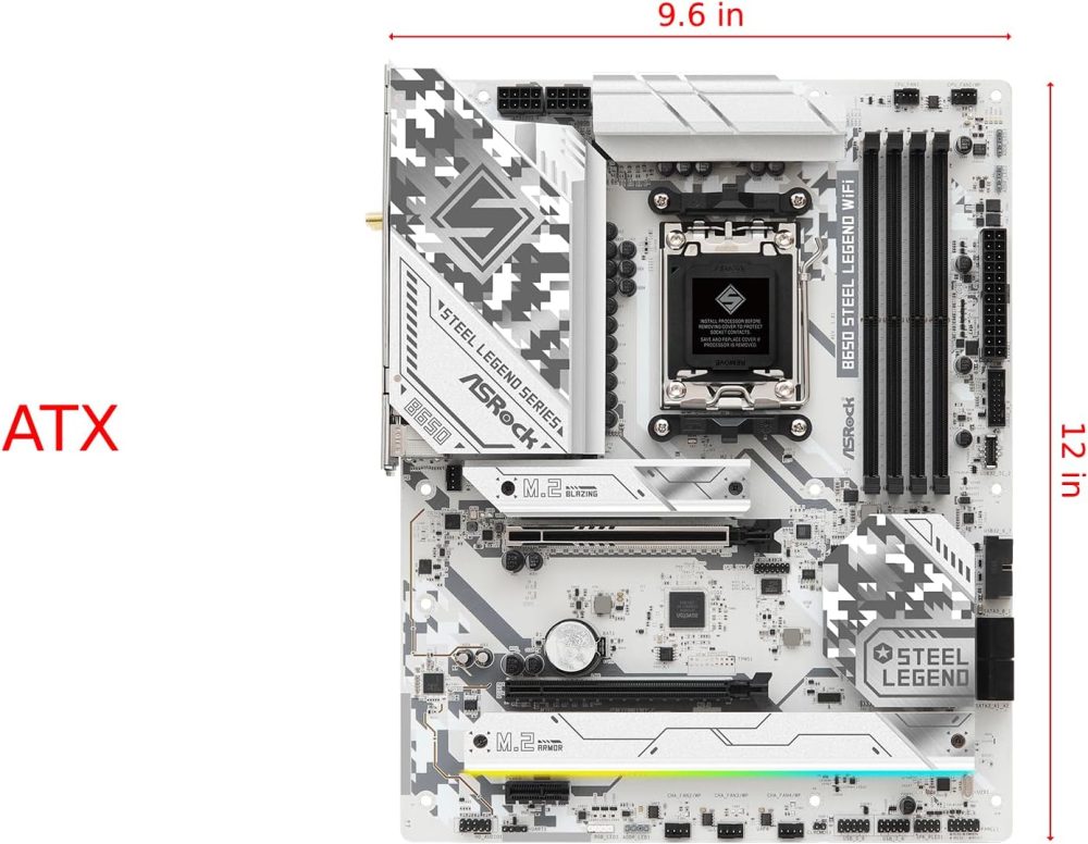 ASRock B650 Steel Legend WiFi 6E AMD Socket AM5 Ryzen 9000 8000 and 7000 Series SATA3 M.2 DDR5 7200+(OC) 256GB SATA3 6.0 Gb/s ATX Motherboard BIOS Flashback - Image 2