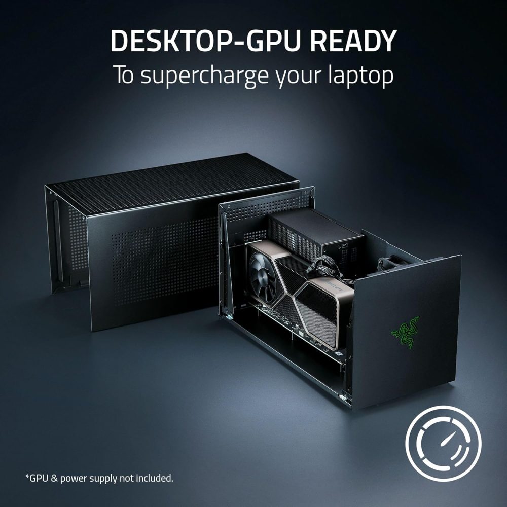Razer Core X V2 External Graphics Enclosure (eGPU): Compatible with Windows 11 Thunderbolt 4/5 and USB 4 Laptops & Devices - 4 Slot Wide NVIDIA/AMD Graphics Cards PCIe 4.0 Support - 140W PD via USB C - Image 2