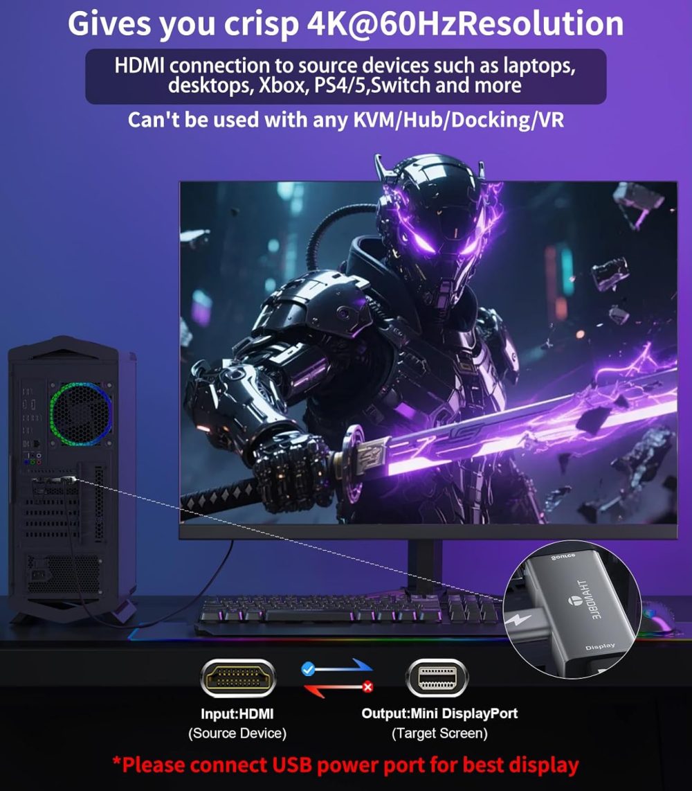 HDMI Souce to Mini DP Monitor Converter