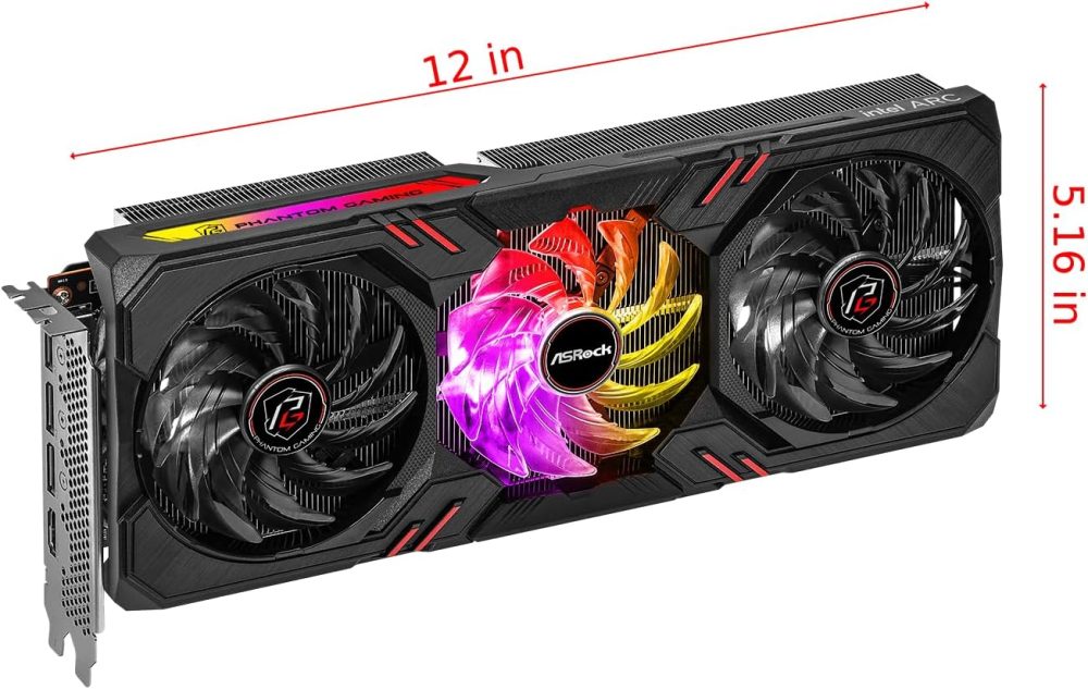 ASRock Intel Arc A770 Graphics Phantom Gaming 16G OC 2200 MHz 17.5 Gbps 256-bit GDDR6 7680x4320 DisplayPort HDMI 0dB Silent Cooling Video Card - Image 2