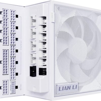 Lian Li EDGE1000W Fully Modular Low-Noise ATX Power Supply - ATX 3.1 & PCIE 5.1 Compliant - Cybenetics Gold Efficiency - 12V-2x6 Cable - L-Shape Design - with USB/Fan Hub - White (EG1000G.WH)