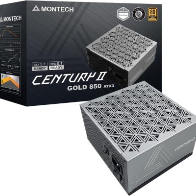 MONTECH Century II - 850W High-End ATX Gaming Power Supply - 80 Plus Gold & Cybenetics Platinum - Fully Modular - ATX 3.1 & PCIe 5.1 Ready with 12V-2x6 Cable - 10 Years Warranty
