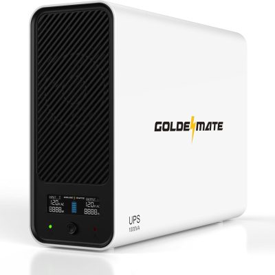 GOLDENMATE 1000VA/600W Lithium UPS Battery Backup and Surge Protector