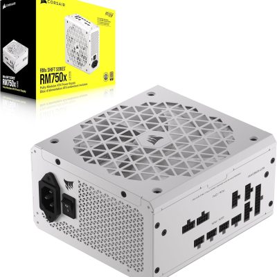 CORSAIR RM750x Shift Fully Modular ATX Power Supply - 80 Plus Gold - ATX 3.1 - PCIe 5.1 - Zero RPM - Side Interface - White