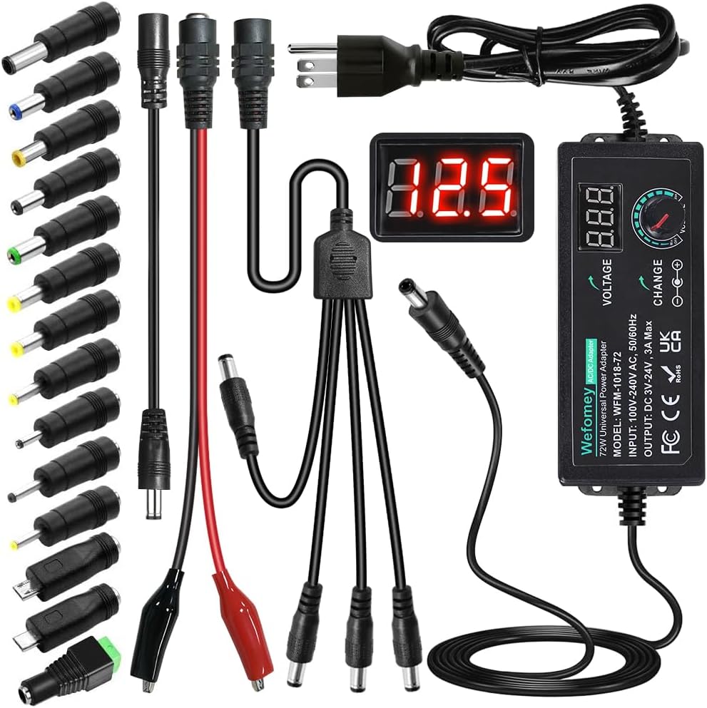 Universal Power Supply 3V~24V 3A 72W Adjustable Variable 3V 5V 9V 12V 18V 20V 24V AC/DC Adapter Charger