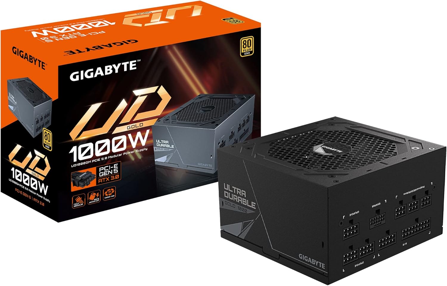 GIGABYTE GP-UD1000GM PG5 Rev2.0 - PCIe5.0 Ready - ATX3.0-1000W 80 Plus Gold Certified - Fully Modular Power Supply