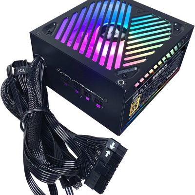 Apevia ATX-PM650W Premier 650W 80+ Gold Certified Active PFC ATX Semi-Modular Gaming Power Supply with 366 RGB Light Modes
