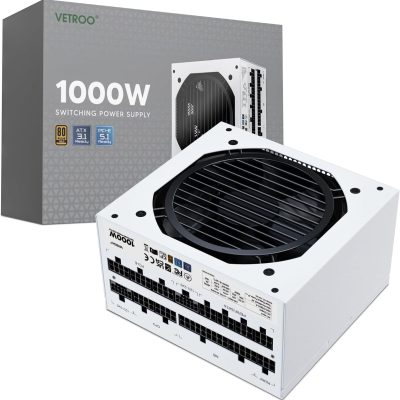 Vetroo 1000W White Power Supply ATX 3.1 Ready Dual PCIe 5.1