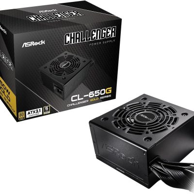 ASRock Challenger 650W Power Supply 5 Years Warranty ATX 3.1 Auto iCOOL Intelligent Fan Control 120mm Golf Blade 80 Plus Gold Certified Non-Modular CL-650G