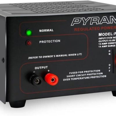 Pyramid Universal Compact Bench Power Supply - 12 Amp Linear Regulated Home Lab Benchtop AC-to-DC 12V Converter w/ 13.8 Volt DC 115V AC 270 Watt Power Input