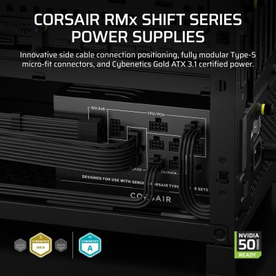 CORSAIR RM1000x Shift (2025) Fully Modular ATX Power Supply – Modular Side Interface