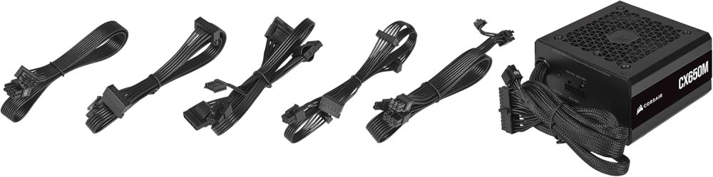 CORSAIR CX650M 80 Plus Bronze Semi-Modular Low-Noise ATX 650 Watt Power Supply - NA - Black - Image 3