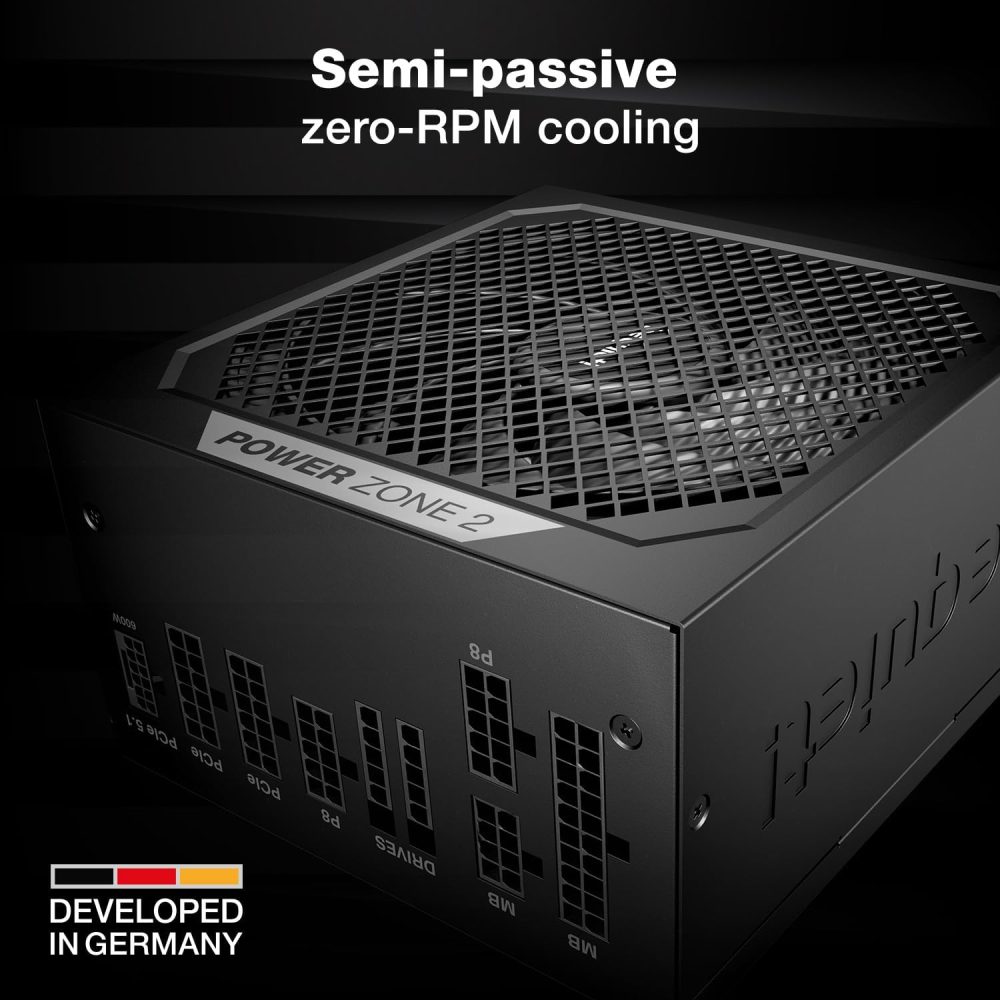 be quiet! Power Zone 2 1000W ATX 3.1 PSU | 80 Plus and Cybenetics Platinum Efficiency | Zero RPM Low-Noise Power Supply | PCIe 5.1 Ready | Black | BP008US - Image 3