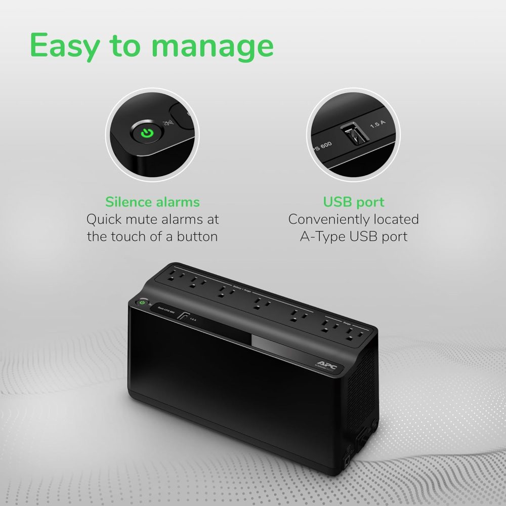 BE600M1 Back-UPS with USB Charger Port