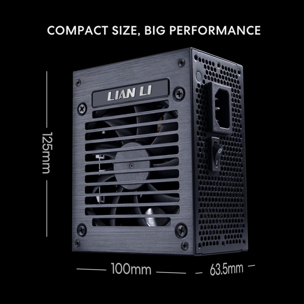 Lian Li SP V2 750 Watt SFX Form Factor Power Supply with Native 12V-2x6 Cable - Low Noise - 80+ Gold Efficiency - ATX 3.1 & PCIe 5.0 Compliant - 92mm FDB Fan - 10-Year Warranty - Black (SP750G.B) - Image 3