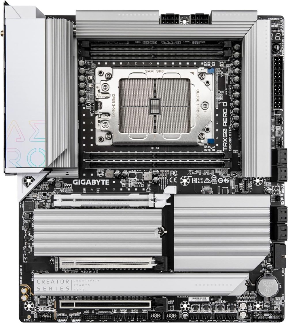 GIGABYTE TRX50 AERO D (sTR5/ AMD/ TRX50/ E-ATX/ DDR5/ PCIe 5.0 M.2/ PCIe 5.0/ USB4 Type-C/Wi-Fi 7/ Marvell 10GbE/ Motherboard) - Image 3