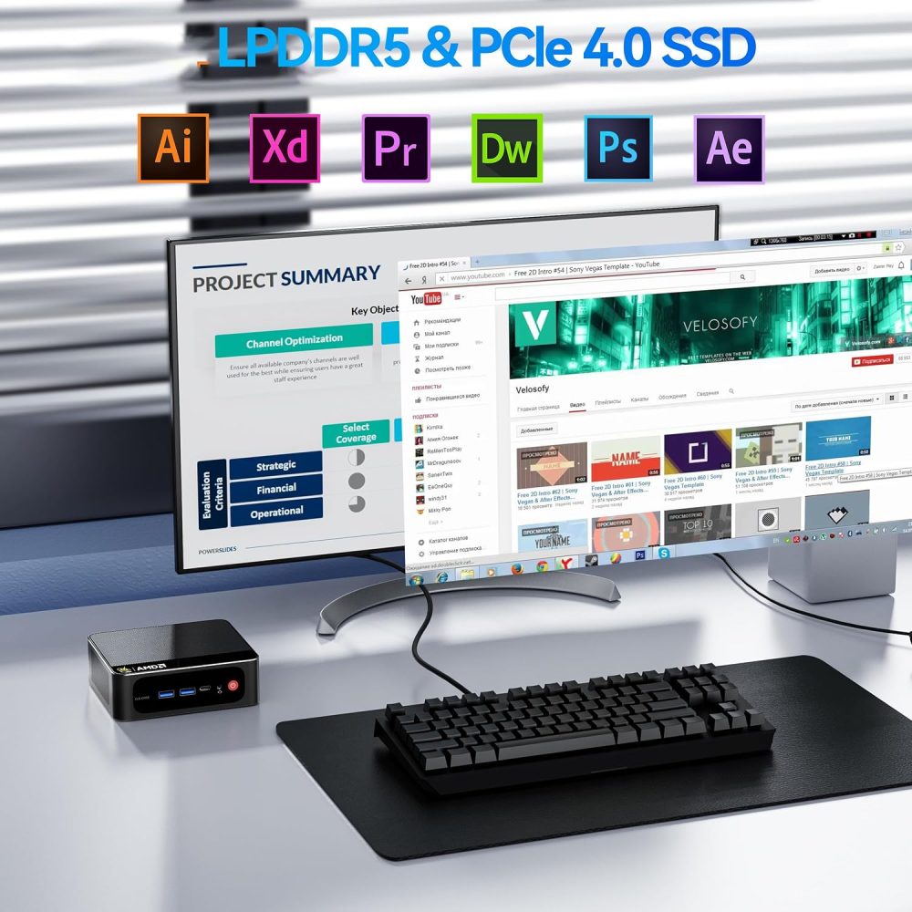 SER5 MAX Mini Computer Support 2.5GLAN/4K Triple Screen Display(HDMI+DP+Type-C)/WiFi6/BT5.4/Home/Office