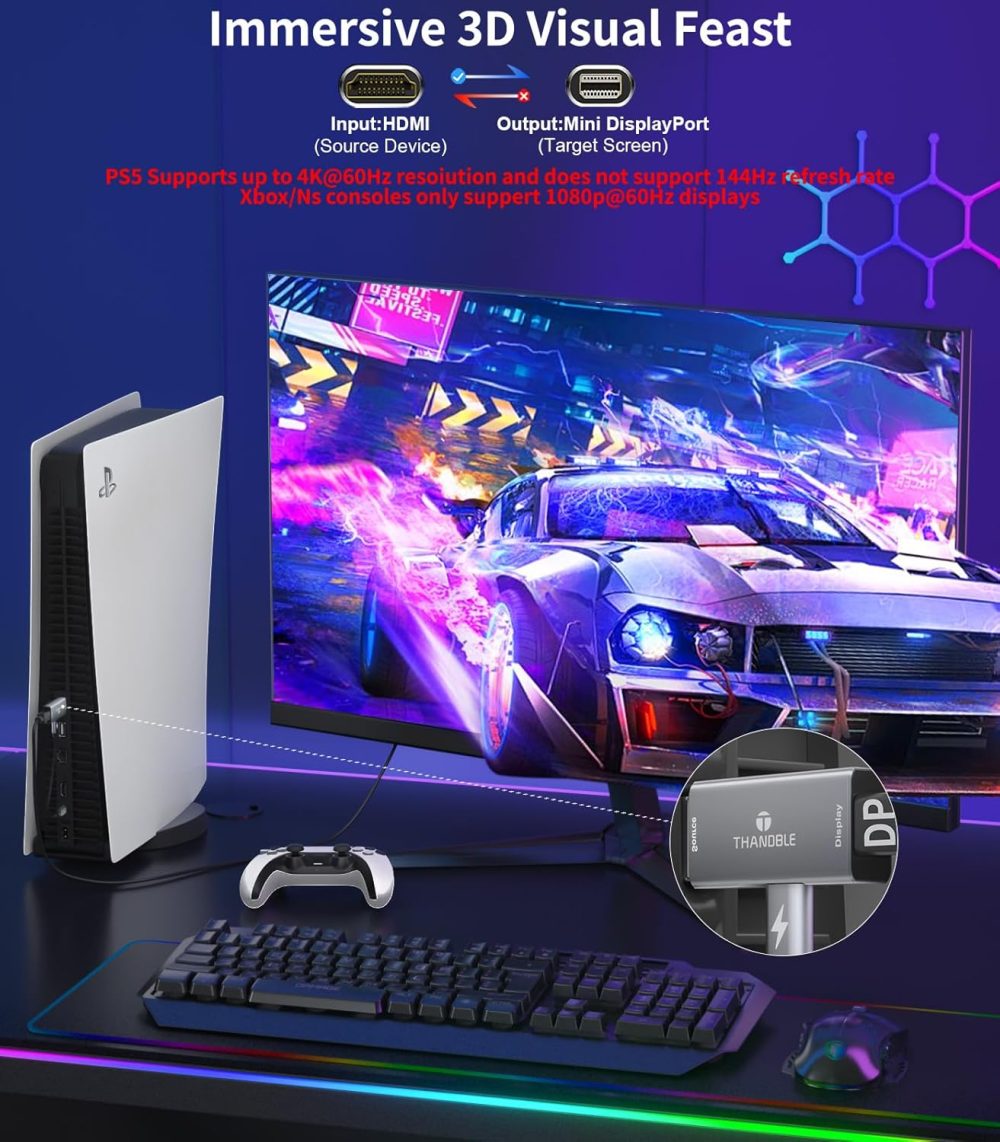 Male to Thunderbolt 2 Female Compatible with Laptops