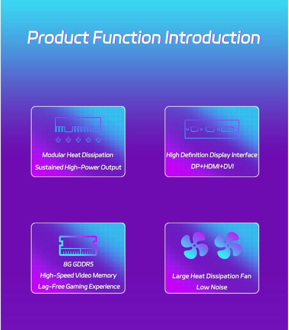 MOUGOL AMD Radeon RX 580 8GB Video Graphics Card with 256 Bit GDDR5 PCI Express x 16 3.0 Equipped with Freeze Dual Fans for Working Gaming GPU - Image 3