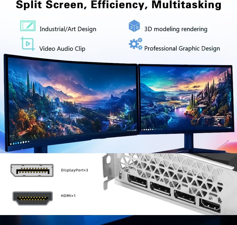 HyperRender RX 580 Graphics Card 8GB 2048SP GDDR5 256 Bit PC Gaming Video Card Computer Graphics Boards 3*DP 1*HDMI PCI Express 3.0 with Freeze Fan Stop for Desktop Computer GPU for Gaming PC - Image 3