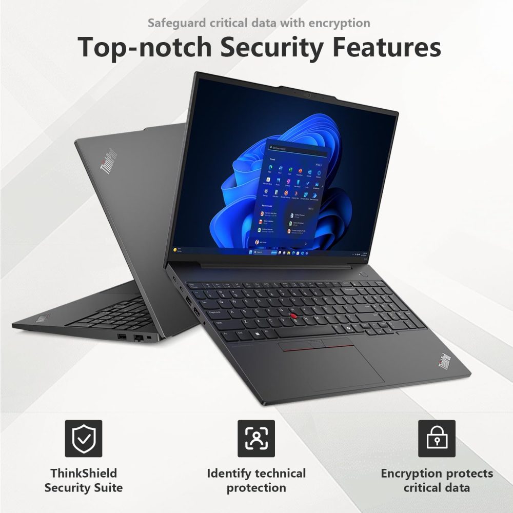 Lenovo ThinkPad E16 Gen 2 Laptop | 16" FHD+ | AMD Ryzen 7 7735U | 32GB DDR5 RAM | 1TB SSD | Fingerprint | Backlit Keyboard | | Webcam | HDMI | Wi-Fi 6 | Windows 11 Pro | Black | with Bundle Set - Image 3