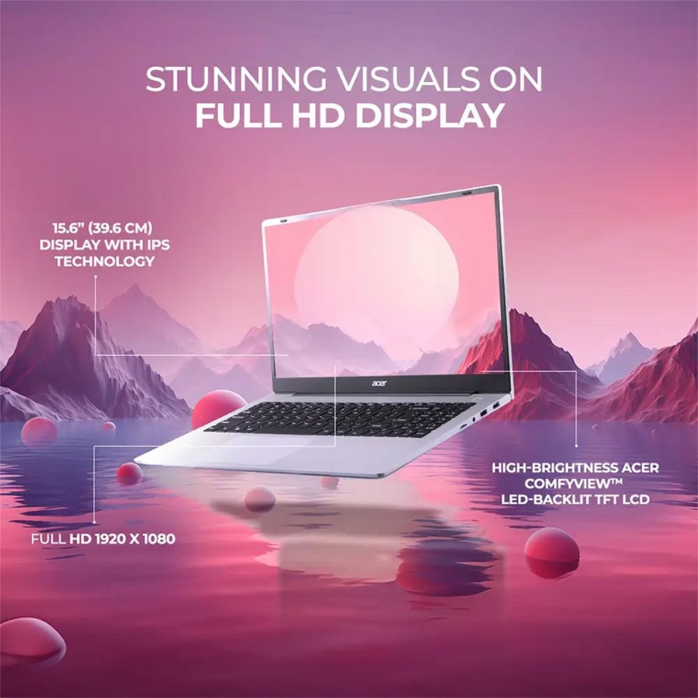 acer Aspire 3 Premium Slim Laptop Computer with Backlit Keyboard - AMD Ryzen 5 7430U CPU - 8GB RAM - 256GB SSD - 15.6" FHD Display - Fast Wi-Fi 6 - Windows 11 Pro - w/o Mouse - Image 3