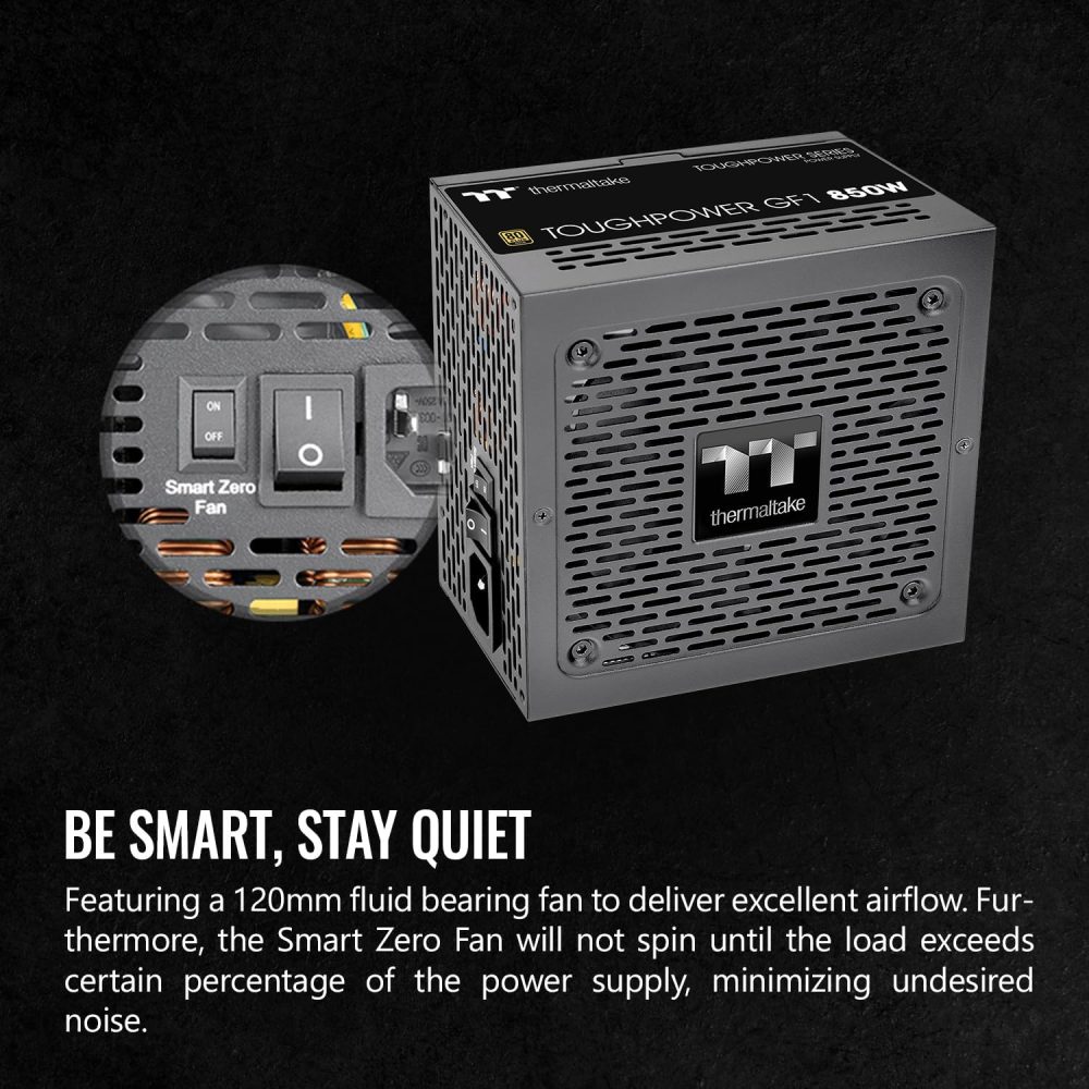 Thermaltake GF1 (2024) Fully Modular ATX 850W Power Supply - 80 Plus Gold - Ultra Quiet - Zero RPM, PS-TPD-0850FNFAGU-P - Image 4