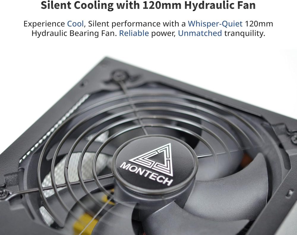 MONTECH APX 650W-Non-Modular Power Supply-80 Plus White Certified-Intel ATX12V-DC-to-DC Converter Technology- Flat Cable Design to Enhance Thermal efficiency-120mm Fan- 5-Year Warranty (APX 650W) - Image 4