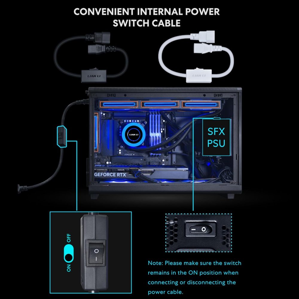 Lian Li SP Platinum 1000W SFX Form Factor Power Supply with 12V-2x6 Connectors - ATX 3.1 & PCIE 5.1 Compliant - Low-Noise - Fully Modular - 105°C Capacitors - 10 Year Warranty - Black (SP1000P.B) - Image 4