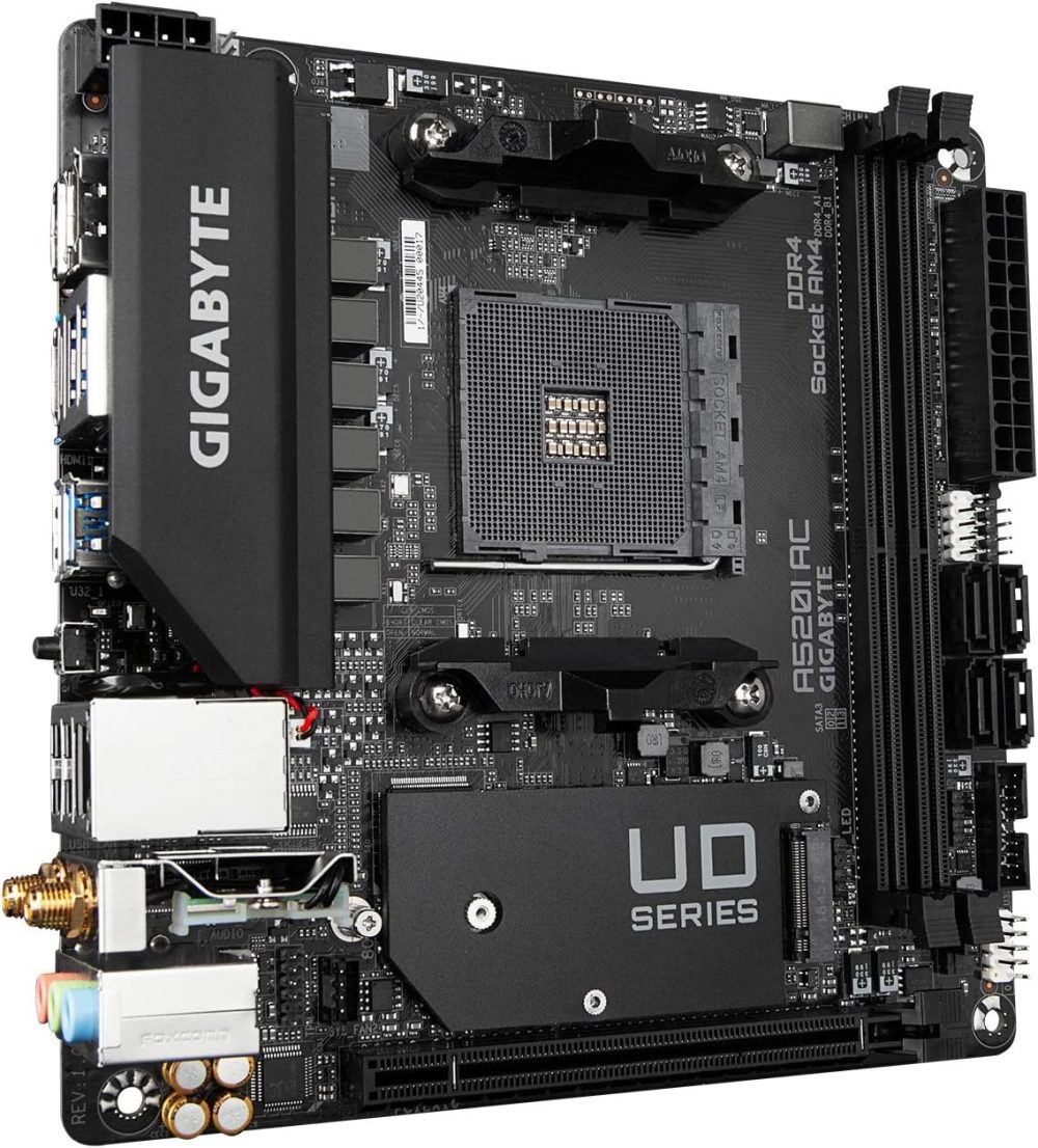 Gigabyte A520I AC (AMD Ryzen AM4/Mini-ITX/Direct 6 Phases Digital PWM with 55A DrMOS/Gaming GbE LAN/Intel WiFi+Bluetooth/NVMe PCIe 3.0 x4 M.2/3 Display Interfaces/Q-Flash Plus/Motherboard) - Image 4