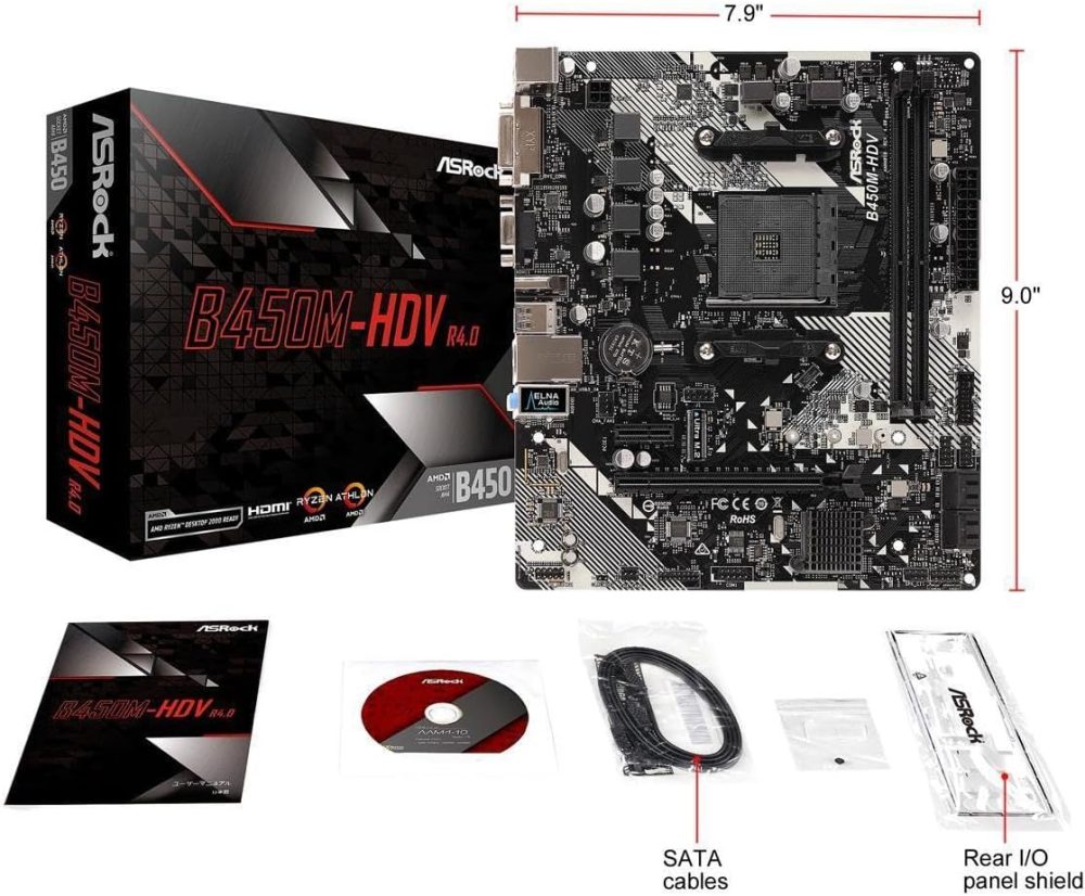 B450M-HDV R4.0 AMD B450 AM4 Socket Ryzen 2000 - 5000 Processors DDR4 3200 64GB HDMI DVI-D D-Sub Motherboard SATA 6Gb/s Micro ATX M.2 - Image 4
