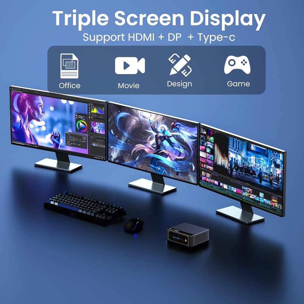 Beelink Mini PC AMD Ryzen 7 6800U Up to 4.7GHz 8C/16T, 24GB LPDDR5 RAM 500GB M.2 SSD, SER5 MAX Mini Computer Support 2.5GLAN/4K Triple Screen Display(HDMI+DP+Type-C)/WiFi6/BT5.4/Home/Office - Image 4