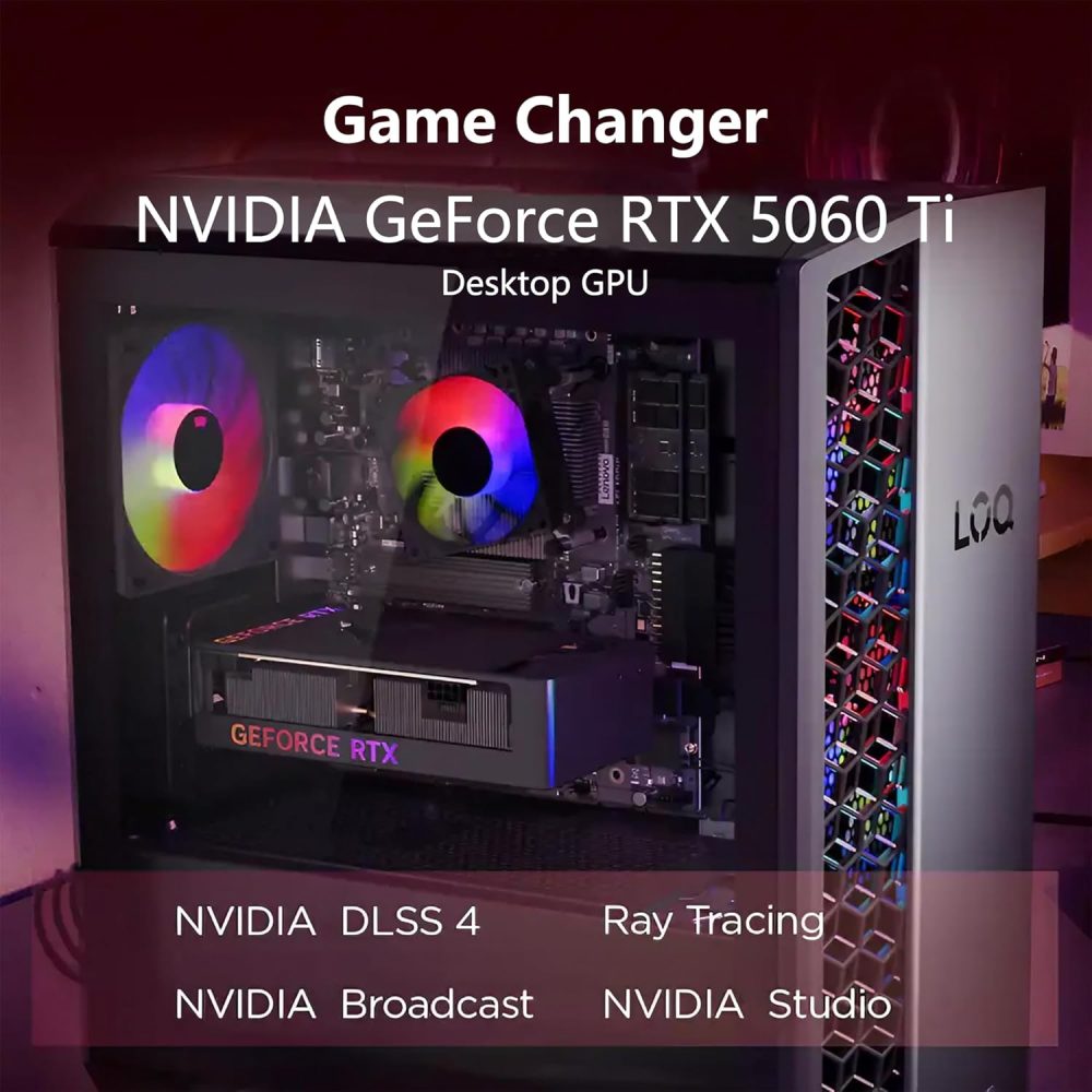Lenovo LOQ Tower Gaming Desktop | AMD 8-Core Ryzen 7 8745HX | 32GB DDR5 1TB SSD | NVIDIA GeForce RTX 5060 Ti DLSS 4 (Up to 759 AI Tops) | Type-C Wi-Fi 6 Win11 Pro w/DLCA Accessory - Image 4
