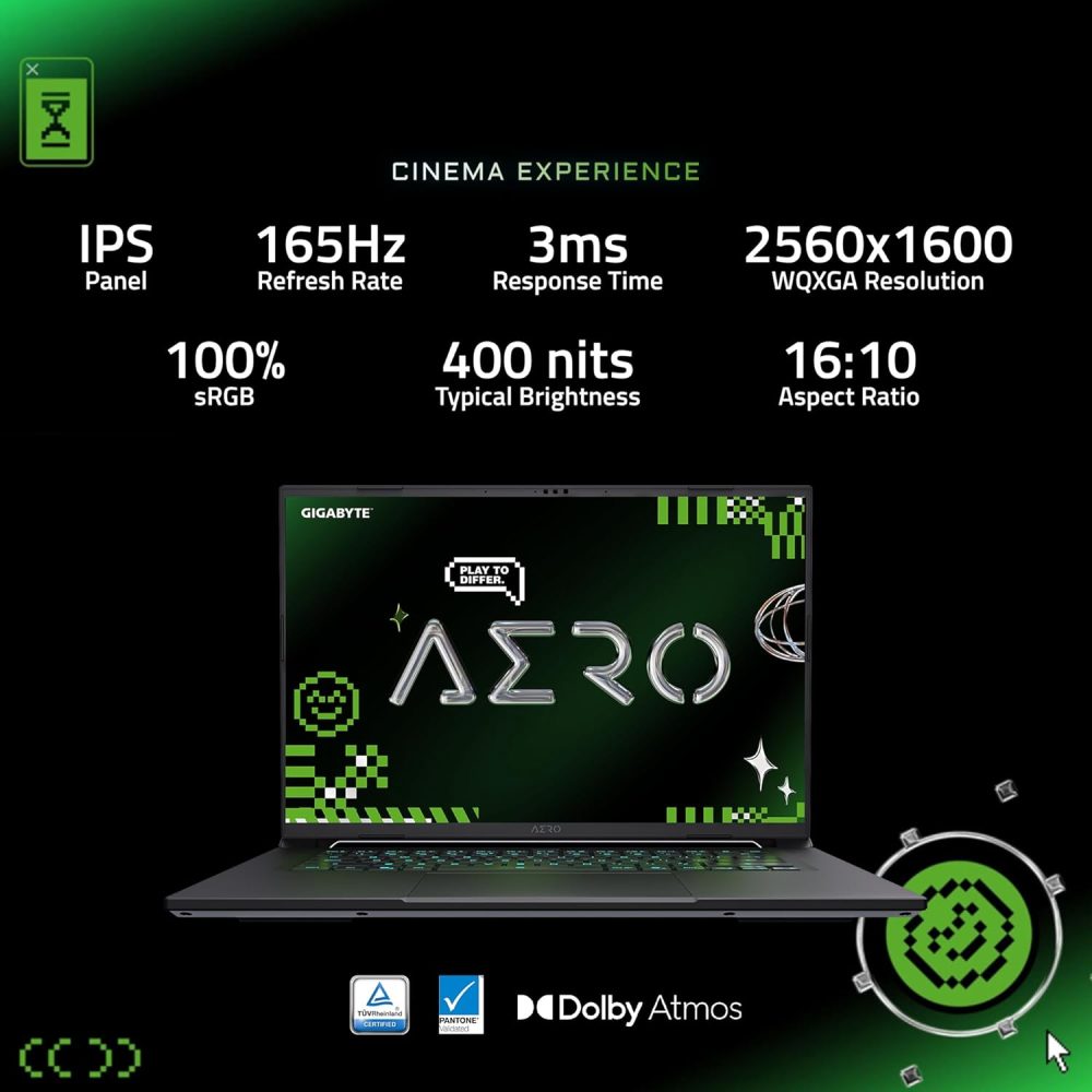 GIGABYTE AERO X16; Copilot+ PC - 165Hz 2560x1600 WQXGA - NVIDIA GeForce RTX 5070 - AMD Ryzen AI 9 HX 370-1TB SSD with 32GB DDR5 RAM - Windows 11 Home - Space Gray AERO X16 2WHA3USC64AH - Image 4