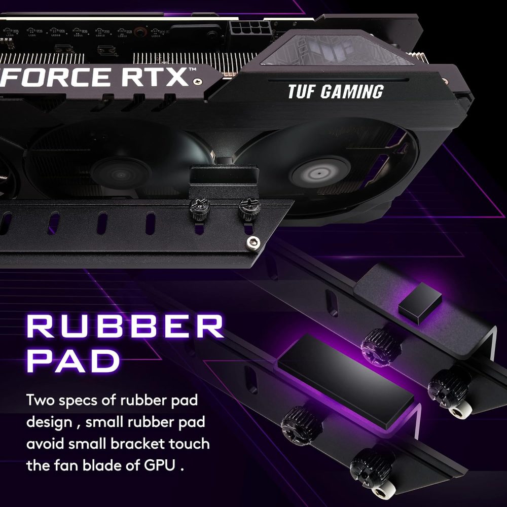 EZDIY-FAB GPU Holder Brace Graphics Card Support, Video Card Sag Holder/Holster Bracket Support RX6700, RTX3090 - 309EZ-Black - Image 4