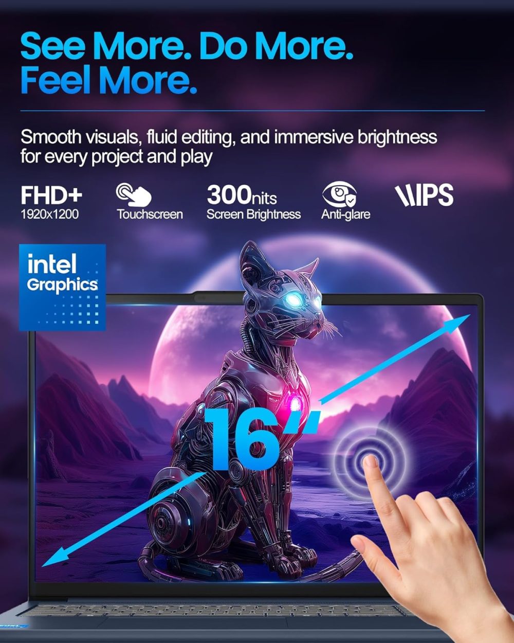 Lenovo IdeaPad Touchscreen Business Laptop - 16 Inch FHD+(1920X1200) - Intel 10-Core 7 240H(Beat Ultra 7 255U) - Facial Login IR Cam - Backlit KB - Win 11 Pro - Redragon Bundle(32GB DDR5 | 1TB SSD) - Image 4