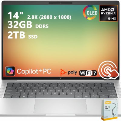 HP EliteBook X G1a AI Laptop | 14" 2.8K OLED Touchscreen | AMD Ryzen AI 9 HX PRO 375 (55 NPU Tops) | 32GB DDR5 2TB SSD | Copilot+ PC for Creator Business Professional Win11 w/DLCA Accessory
