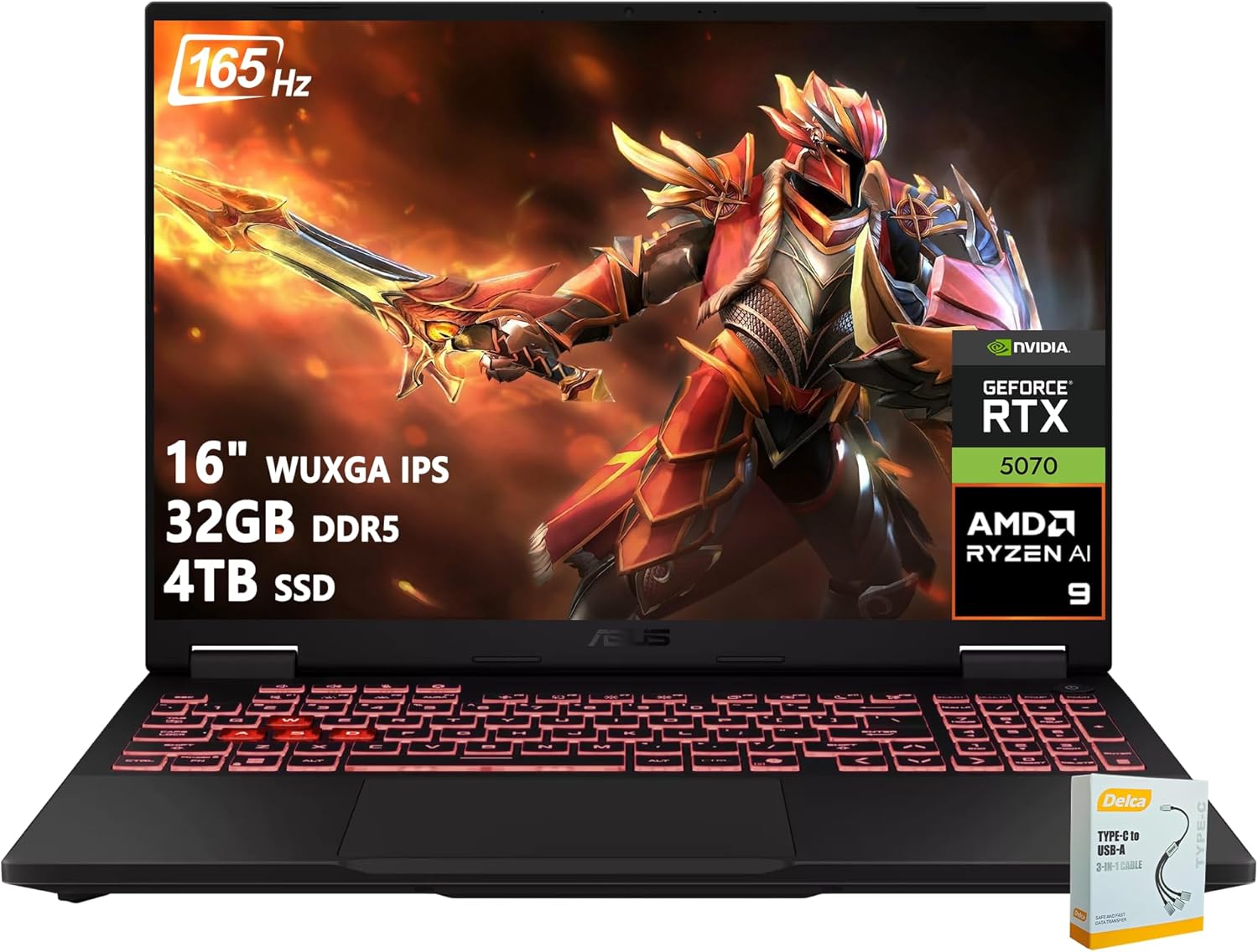 ASUS TUF Gaming A16 Gaming Laptop | 16" WUXGA IPS 165Hz | AMD 8-Core Ryzen 9 270 | 32GB DDR5 4TB SSD | NVIDIA GeForce RTX 5070 (798 AI Tops) | Backlit Keyboard USB 4 Win11 w/DLCA Accessory