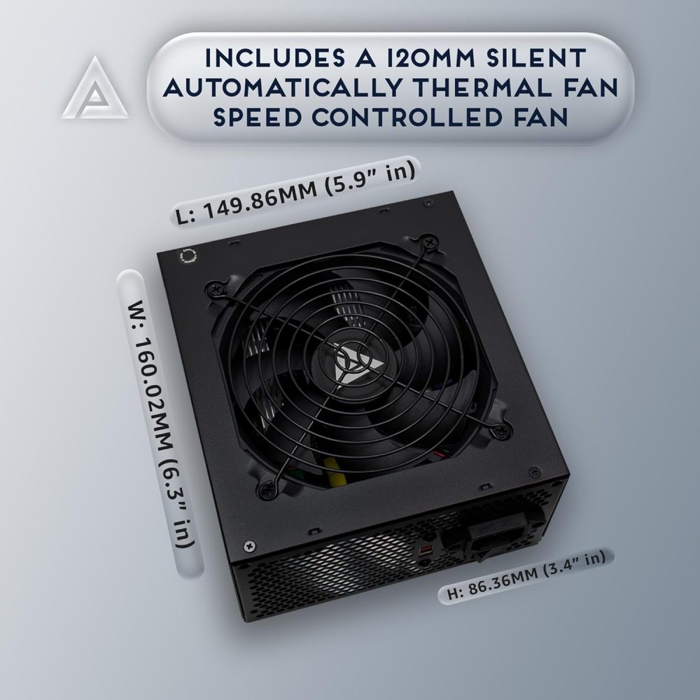 Apevia ATX-SP700 Spirit ATX Power Supply with Auto-Thermally Controlled 120mm Fan, 115/230V Switch, All Protections - Image 5