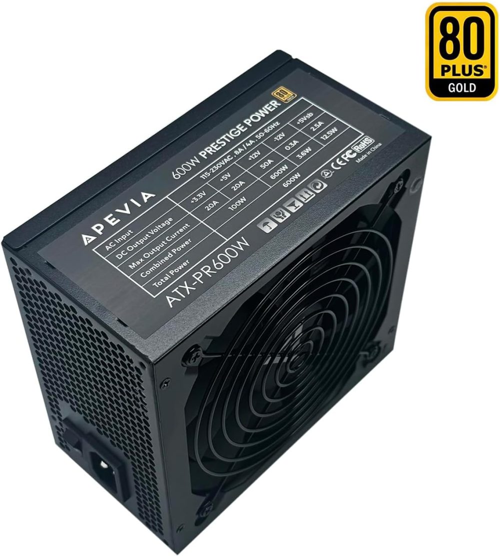 Apevia ATX-PR600W Prestige 600W 80+ Gold Certified, RoHS Compliance, Active PFC ATX Gaming Power Supply - Image 5