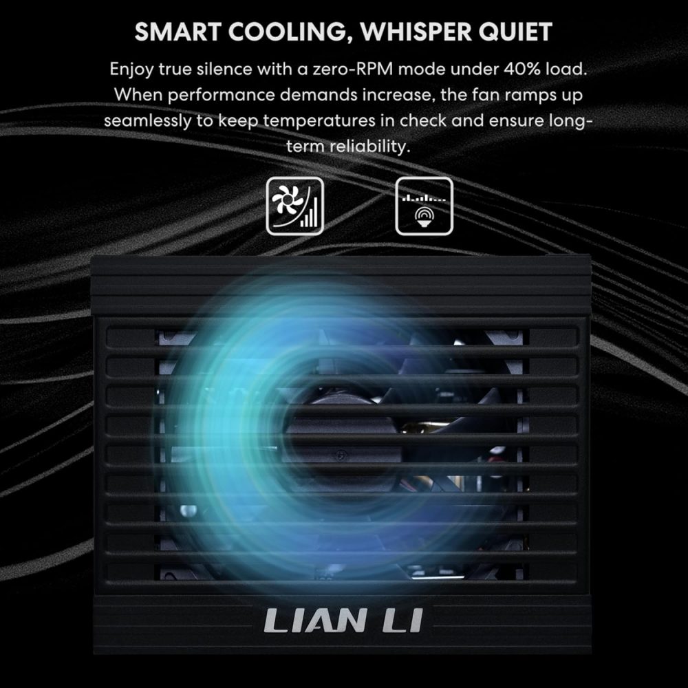 Lian Li SP Platinum 1000W SFX Form Factor Power Supply with 12V-2x6 Connectors - ATX 3.1 & PCIE 5.1 Compliant - Low-Noise - Fully Modular - 105°C Capacitors - 10 Year Warranty - Black (SP1000P.B) - Image 5