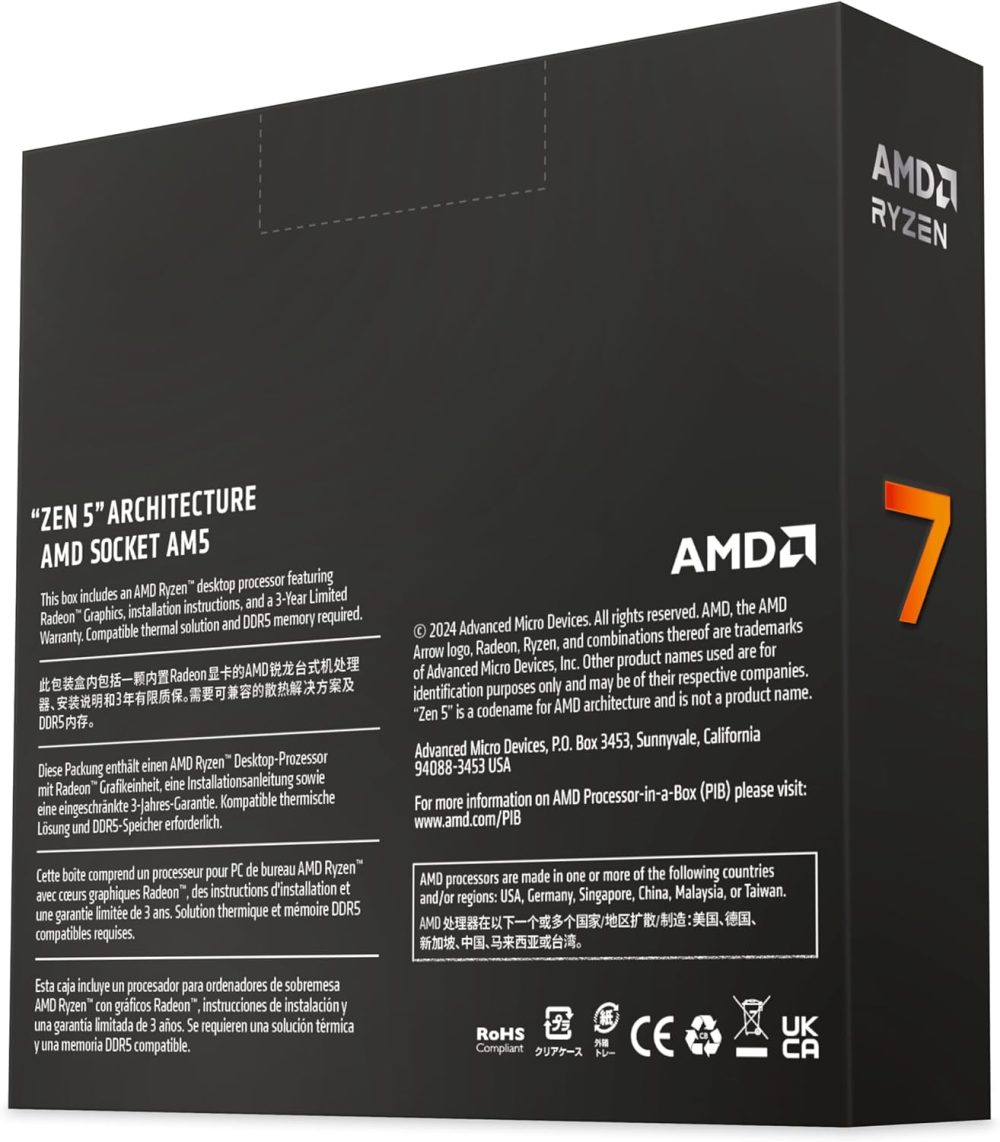 AMD Ryzen™ 7 9700X 8-Core, 16-Thread Unlocked Desktop Processor - Image 5