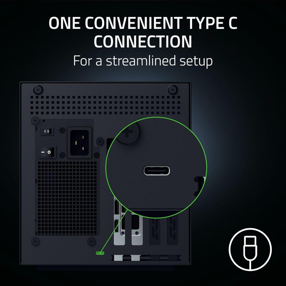 Razer Core X V2 External Graphics Enclosure (eGPU): Compatible with Windows 11 Thunderbolt 4/5 and USB 4 Laptops & Devices - 4 Slot Wide NVIDIA/AMD Graphics Cards PCIe 4.0 Support - 140W PD via USB C - Image 5