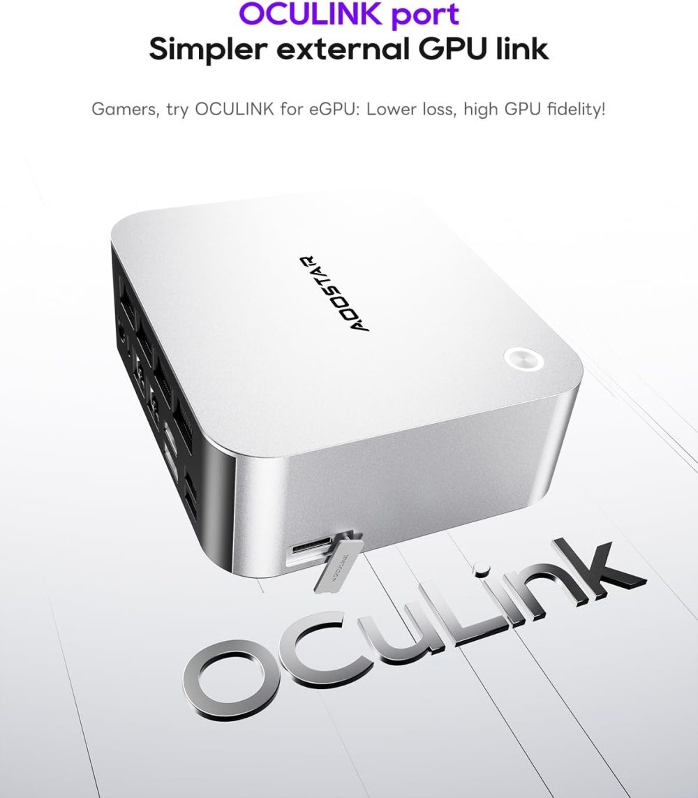 AOOSTAR MACO AMD R7 6850H Mini Gaming PC with LPDDR5 24GB RAM NO SSD/OSMIni PC 3*M.2 Slots Dual 2.5G LAN/USB4; Oculin Port; Ideal for Home Servers and Mini All-Flash NAS - Image 5