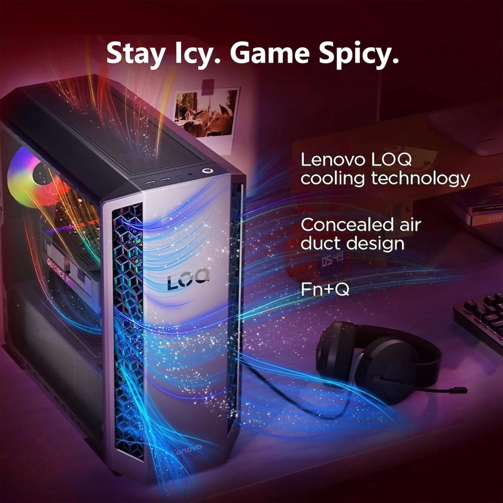 Lenovo LOQ Tower Gaming Desktop | AMD 8-Core Ryzen 7 8745HX | 32GB DDR5 1TB SSD | NVIDIA GeForce RTX 5060 Ti DLSS 4 (Up to 759 AI Tops) | Type-C Wi-Fi 6 Win11 Pro w/DLCA Accessory - Image 5